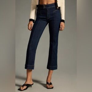 NWT Size 25 - Pilcro The Nyhavn Mid-Rise Cropped Flare Leg Jeans DENIM DARK